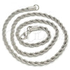 Rhodium Plated Basic Necklace, Rope Design, Polished, Rhodium Finish, 5.222.034.1.22