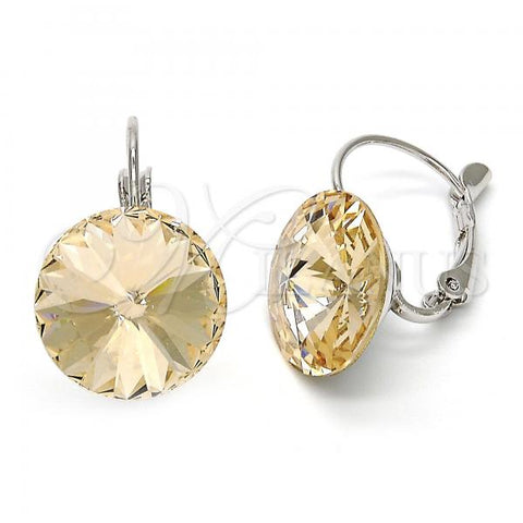 Rhodium Plated Leverback Earring, with Light Peach Swarovski Crystals, Polished, Rhodium Finish, 02.239.0005.7