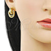 Oro Laminado Stud Earring, Gold Filled Style Hollow and Love Knot Design, Polished, Golden Finish, 02.282.0042
