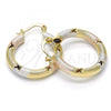 Oro Laminado Small Hoop, Gold Filled Style Hollow Design, Diamond Cutting Finish, Tricolor, 02.65.2635.25