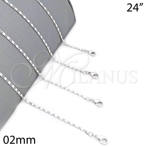 Rhodium Plated Basic Necklace, Polished, Rhodium Finish, 04.213.0004.1.24