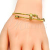 Stainless Steel Individual Bangle, Love Design, with White Crystal, Polished, Golden Finish, 07.258.0001.1.05 (02 MM Thickness, Size 5 - 2.50 Diameter)