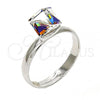Rhodium Plated Multi Stone Ring, with Vitrail Light Swarovski Crystals, Polished, Rhodium Finish, 01.239.0003.5 (One size fits all)