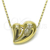 Oro Laminado Fancy Necklace, Gold Filled Style Heart and Guadalupe Design, Polished, Golden Finish, 04.253.0022.18