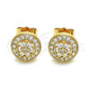 Oro Laminado Stud Earring, Gold Filled Style Flower Design, with White Cubic Zirconia, Polished, Golden Finish, 02.387.0087