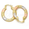 Oro Laminado Small Hoop, Gold Filled Style Diamond Cutting Finish, Tricolor, 02.170.0153.25