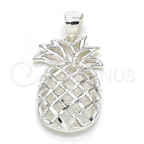 Sterling Silver Fancy Pendant, Pineapple Design, Polished,, 05.398.0012
