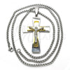 Stainless Steel Pendant Necklace, Crucifix Design, Polished, Two Tone, 04.116.0025.30