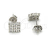 Sterling Silver Stud Earring, with White Cubic Zirconia, Polished, Rhodium Finish, 02.285.0007