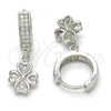 Sterling Silver Dangle Earring, with White Micro Pave, Polished, Rhodium Finish, 02.186.0079