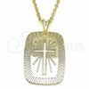 Oro Laminado Religious Pendant, Gold Filled Style Cross Design, Polished, Golden Finish, 05.09.0068