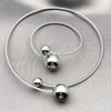 Rhodium Plated Necklace and Bracelet, Ball Design, with White Cubic Zirconia, Polished, Rhodium Finish, 06.421.0004.1