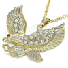 Oro Laminado Fancy Pendant, Gold Filled Style Eagle Design, with White and Garnet Crystal, Polished, Golden Finish, 05.351.0100