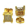 Oro Laminado Stud Earring, Gold Filled Style with White Cubic Zirconia, Polished, Golden Finish, 02.344.0010.1