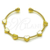 Oro Laminado Individual Bangle, Gold Filled Style Heart Design, Polished, Golden Finish, 07.170.0050