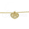 Oro Laminado Pendant Necklace, Gold Filled Style Mom Design, with White Cubic Zirconia, Polished, Golden Finish, 04.156.0089.1.18