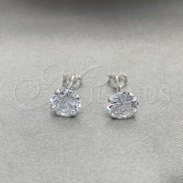 Sterling Silver Stud Earring, with White Cubic Zirconia, Polished, Silver Finish, 02.401.0054.07