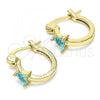 Oro Laminado Small Hoop, Gold Filled Style with Blue Topaz Cubic Zirconia, Polished, Golden Finish, 02.210.0501.4.12