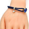 Oro Laminado Individual Bangle, Gold Filled Style Teardrop Design, with Blue Shade Swarovski Crystals and White Micro Pave, Polished, Golden Finish, 07.239.0002.15 (03 MM Thickness, One size fits all)