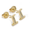 Oro Laminado Stud Earring, Gold Filled Style with White Micro Pave, Polished, Golden Finish, 02.156.0192 *PROMO*