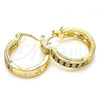 Oro Laminado Small Hoop, Gold Filled Style with Black and White Micro Pave, Polished, Golden Finish, 02.210.0270.2.20