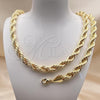 Oro Laminado Necklace and Bracelet, Gold Filled Style Chunky Design, Polished, Golden Finish, 06.331.0005
