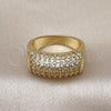 Oro Laminado Multi Stone Ring, Gold Filled Style with White Micro Pave, Polished, Golden Finish, 01.346.0009.08