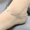 Sterling Silver Fancy Anklet, Elephant and Ball Design, Polished, Silver Finish, 03.409.0063.10