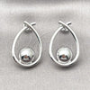 Rhodium Plated Stud Earring, Teardrop and Ball Design, Polished, Rhodium Finish, 02.428.0011.1