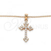 Sterling Silver Pendant Necklace, Cross Design, with White Cubic Zirconia, Polished, Rose Gold Finish, 04.336.0126.1.16