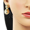 Oro Laminado Stud Earring, Gold Filled Style Ball and Infinite Design, Polished, Golden Finish, 02.428.0010