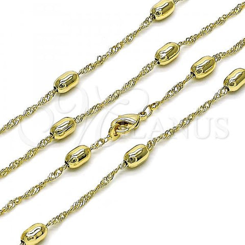 Oro Laminado Basic Necklace, Gold Filled Style Singapore Design, Polished, Golden Finish, 04.213.0282.18