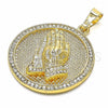 Oro Laminado Fancy Pendant, Gold Filled Style with White Crystal, Polished, Golden Finish, 05.351.0048