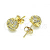 Oro Laminado Stud Earring, Gold Filled Style with White Micro Pave, Polished, Golden Finish, 02.342.0140