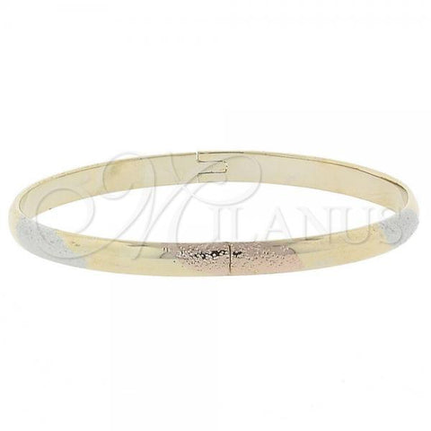 Oro Laminado Individual Bangle, Gold Filled Style Diamond Cutting Finish, Tricolor, 5.231.004 (06 MM Thickness, Size 5 - 2.50 Diameter)