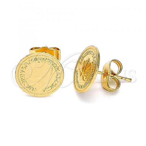 Oro Laminado Stud Earring, Gold Filled Style Polished, Golden Finish, 02.331.0053