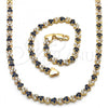 Oro Laminado Necklace and Bracelet, Gold Filled Style with Sapphire Blue and White Cubic Zirconia, Polished, Golden Finish, 06.284.0013.2
