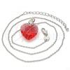 Rhodium Plated Pendant Necklace, Heart Design, with Padparadscha Swarovski Crystals and White Micro Pave, Polished, Rhodium Finish, 04.239.0018.3.16
