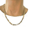 Gold Tone Basic Necklace, Figaro Design, Polished, Golden Finish, 04.242.0018.24GT