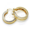 Oro Laminado Small Hoop, Gold Filled Style Greek Key Design, Polished, Golden Finish, 02.261.0030.25
