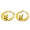Stainless Steel Small Hoop, Elephant Design, with White Cubic Zirconia, Polished, Golden Finish, 02.244.0010.25