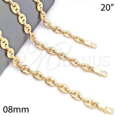 Oro Laminado Basic Necklace, Gold Filled Style Puff Mariner Design, Polished, Golden Finish, 04.63.1311.20