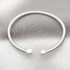 Rhodium Plated Individual Bangle, Heart Design, with White Micro Pave, Polished, Rhodium Finish, 07.60.0007.1