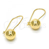 Oro Laminado Leverback Earring, Gold Filled Style Ball Design, Polished, Golden Finish, 02.168.0034