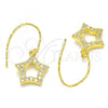 Sterling Silver Dangle Earring, Star Design, with White Cubic Zirconia, Polished, Golden Finish, 02.366.0017.1