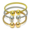 Oro Laminado Trio Bangle, Gold Filled Style Ball and Twist Design, Polished, Tricolor, 07.170.0019