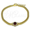 Oro Laminado Fancy Bracelet, Gold Filled Style with Garnet Cubic Zirconia and White Micro Pave, Polished, Golden Finish, 03.213.0177.5.07