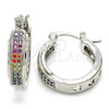 Rhodium Plated Small Hoop, with Multicolor Micro Pave, Polished, Rhodium Finish, 02.210.0270.7.20