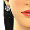 Rhodium Plated Stud Earring, with Ruby and White Micro Pave, Polished, Rhodium Finish, 02.233.0018.5