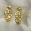 Oro Laminado Stud Earring, Gold Filled Style Puff Mariner Design, Polished, Golden Finish, 02.163.0154.20